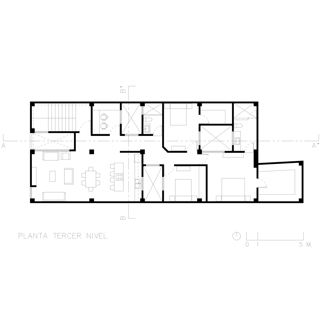 Apartamentos Chiantla — Planta arquitectónica — tercer nivel