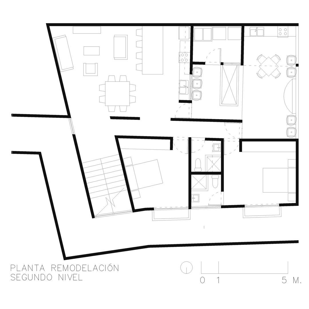 Casa con vista a la Sierra — Planta remodelación — segundo nivel