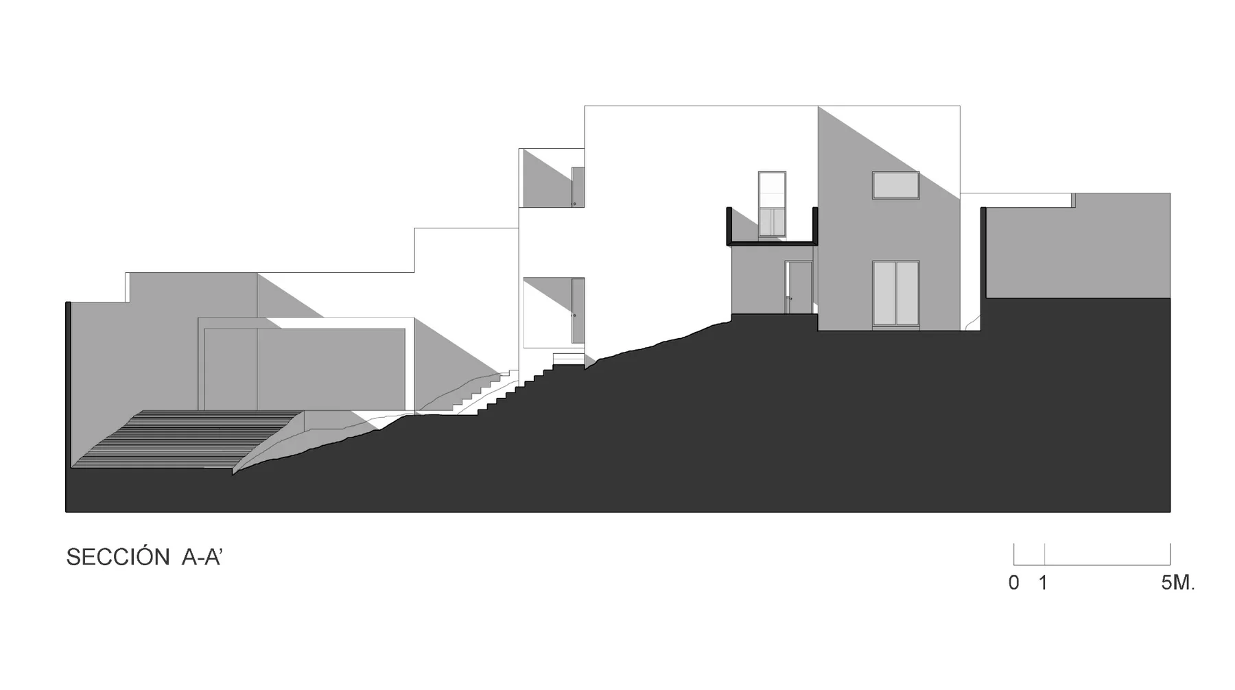 Casa de la Colina — Sección A–A’