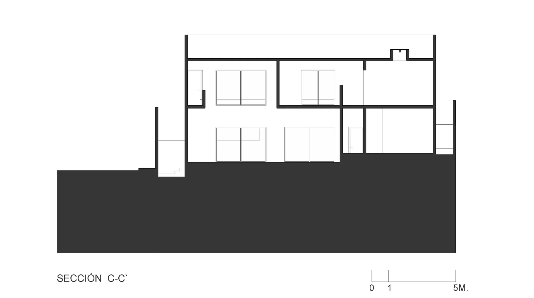 Casa de la Colina — Sección C–C’