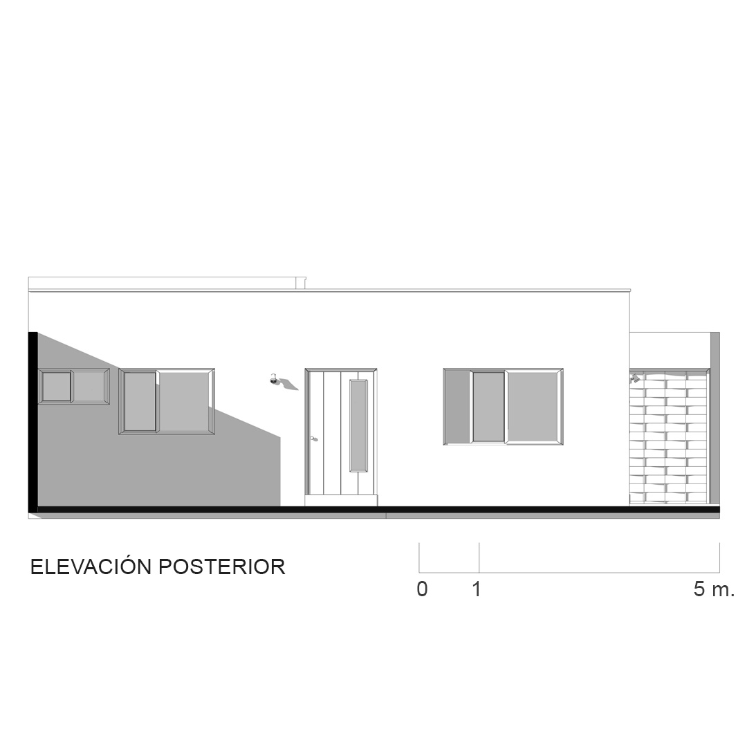Vivienda Chuscaj — Elevación posterior