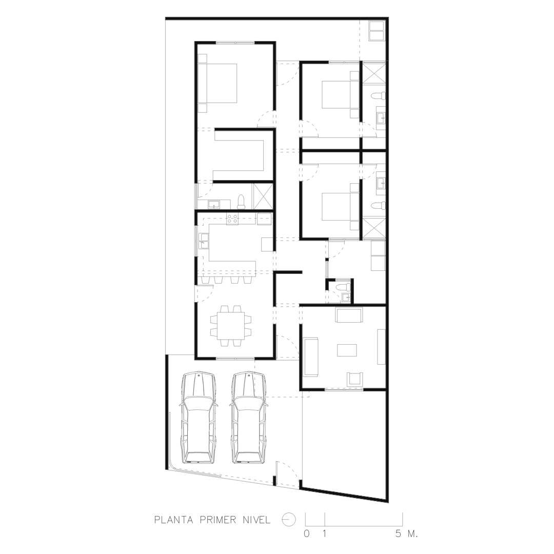 Vivienda Chuscaj — Planta arquitectónica — primer nivel